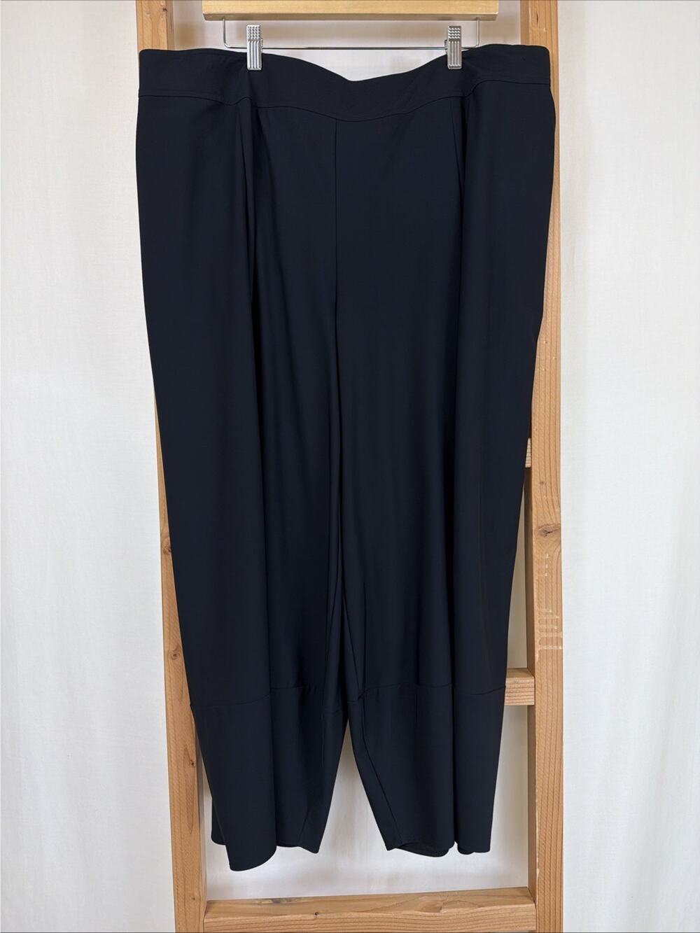 Jason Comfy USA Black Seam Details Pockets Cropped Barrel Pants #1440 Size 3XL